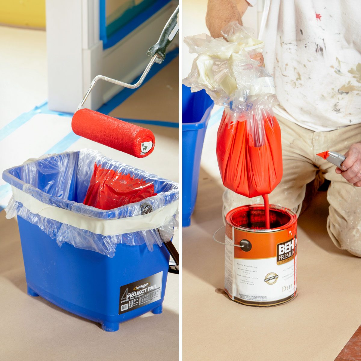 Paint Tray and Roller, Pouring Paint in Paint Box