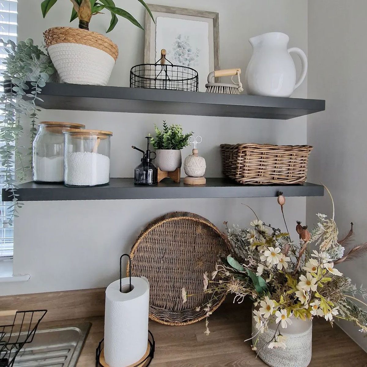 Open Shelves in a Laundry Room