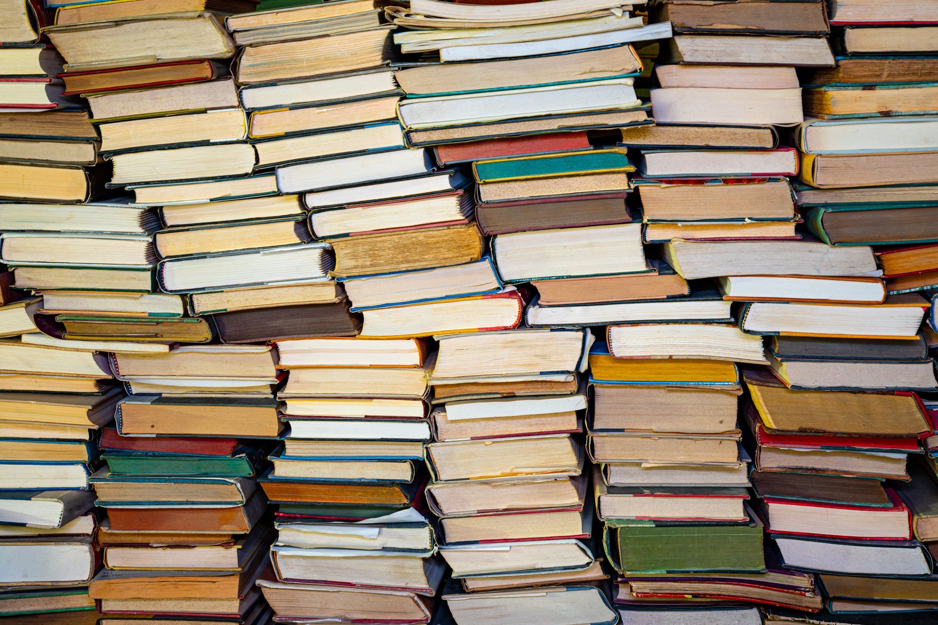 A tall stack of books