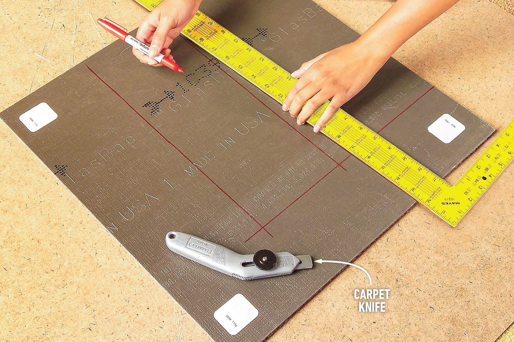 How To Install Carpet Tiles Cut on the back