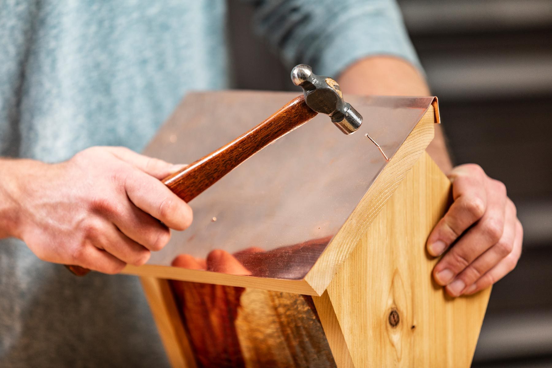 How To Make A Bird Feeder Install copper sheeting