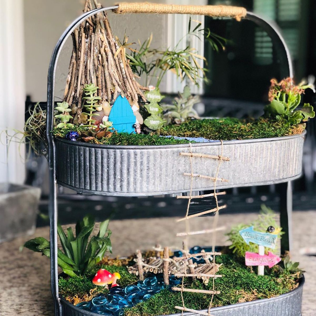8 Breathtaking Diy Fairy Gardens Double Tier Fairy Garden Courtesy @momster Nessa 