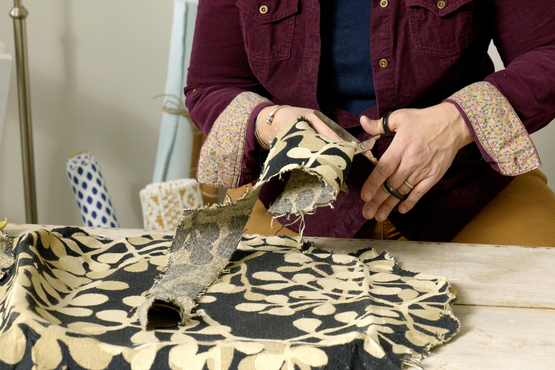 Upholstery Repair How To Fix A Hole Cut fabric upholstery patch and backing