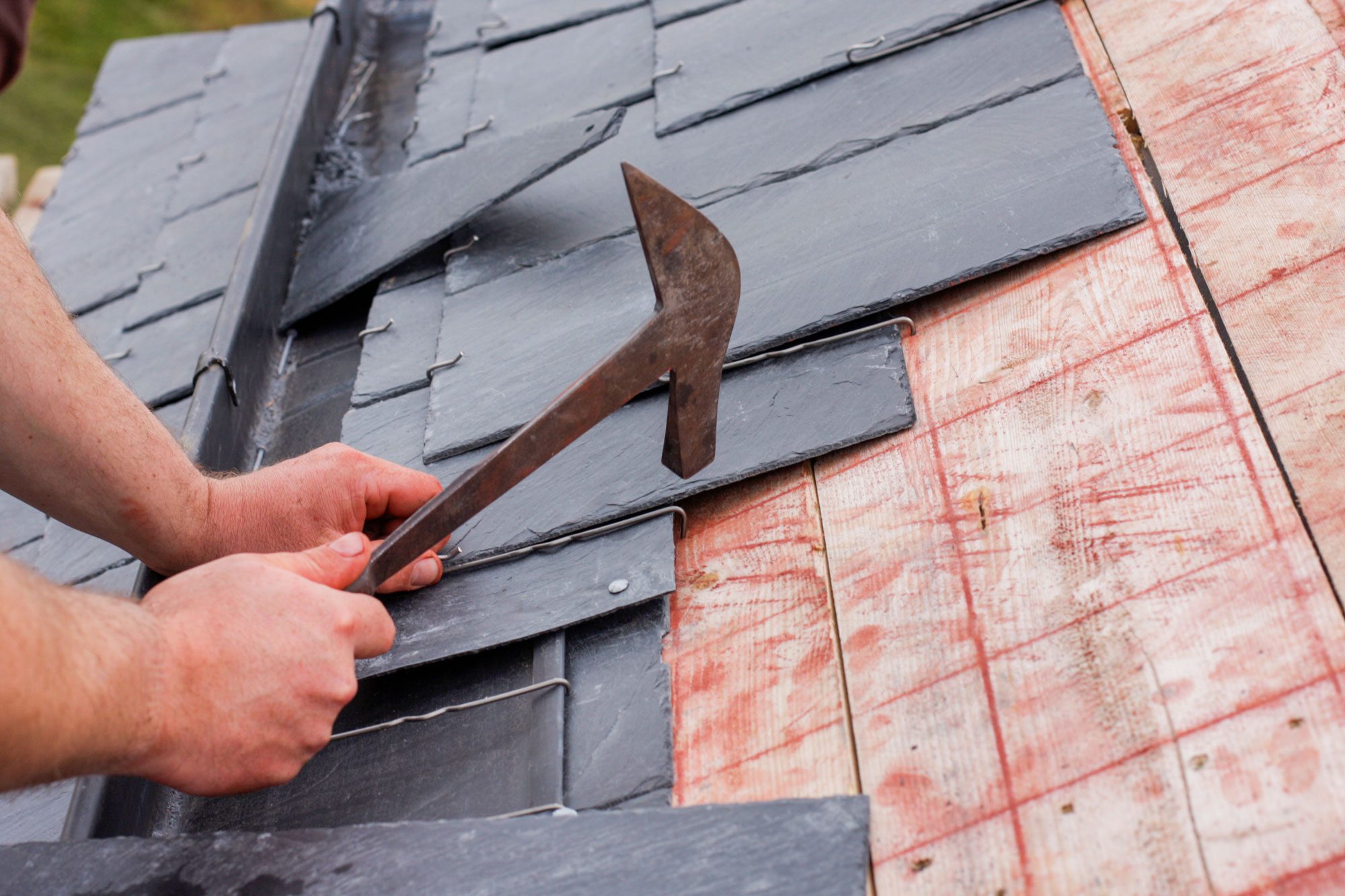 Roofer Made A Roof With Slates