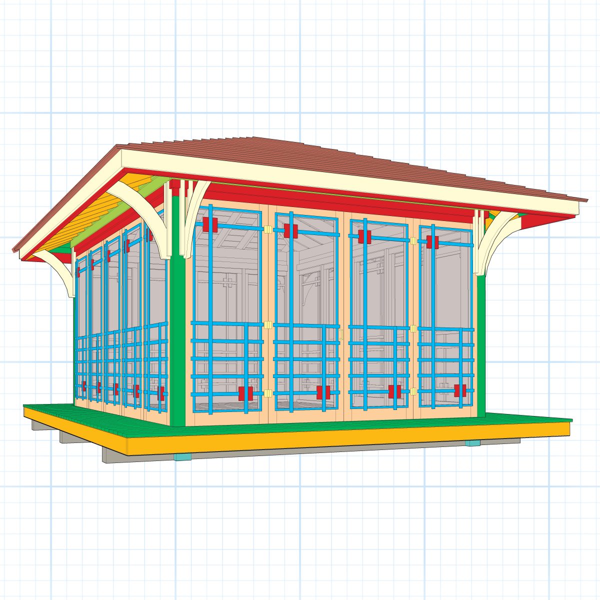 Completed View Diy Cedar Screen House