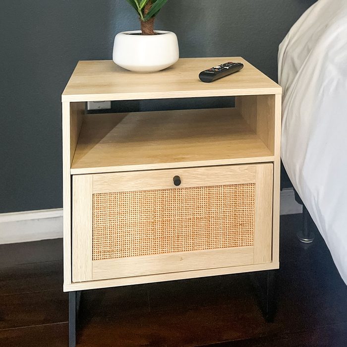 Nathan James Rattan And Wood Storage Nightstands Oak