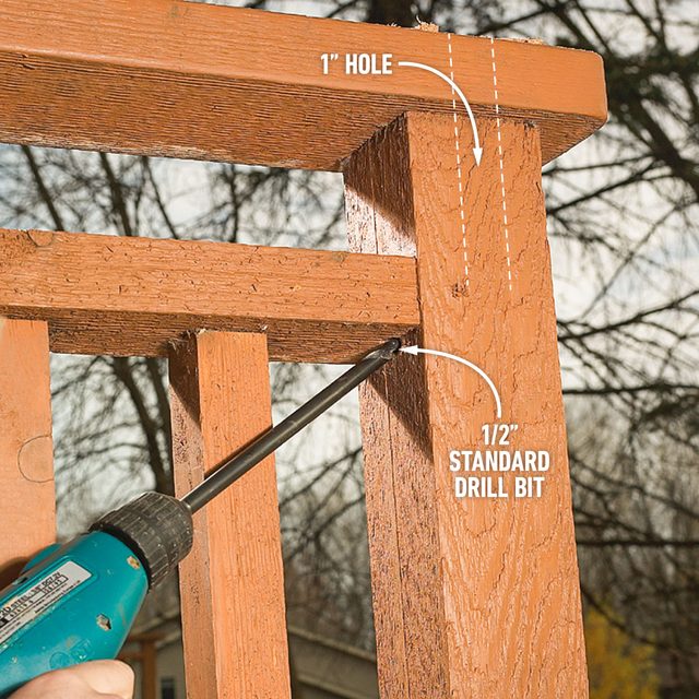 How To Install Low Voltage Deck Lighting Drill an intercept hole