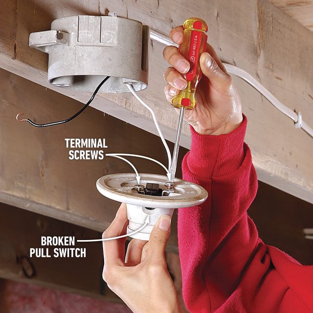 Replace A Pull Chain Light Fixture Disconnect the wires