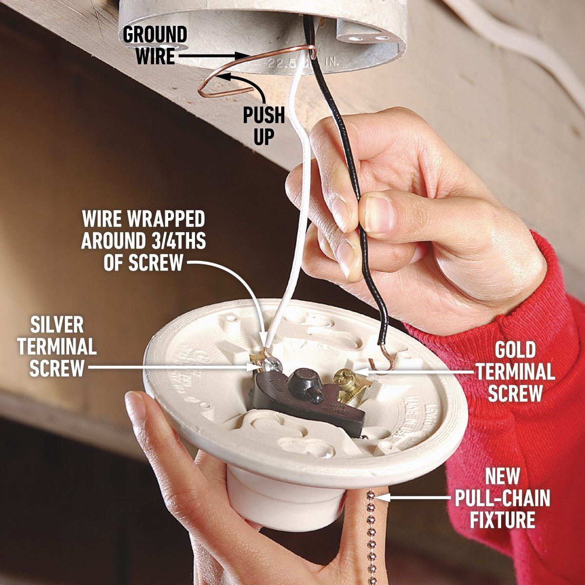 Replace A Pull Chain Light Fixture Connect the new fixture