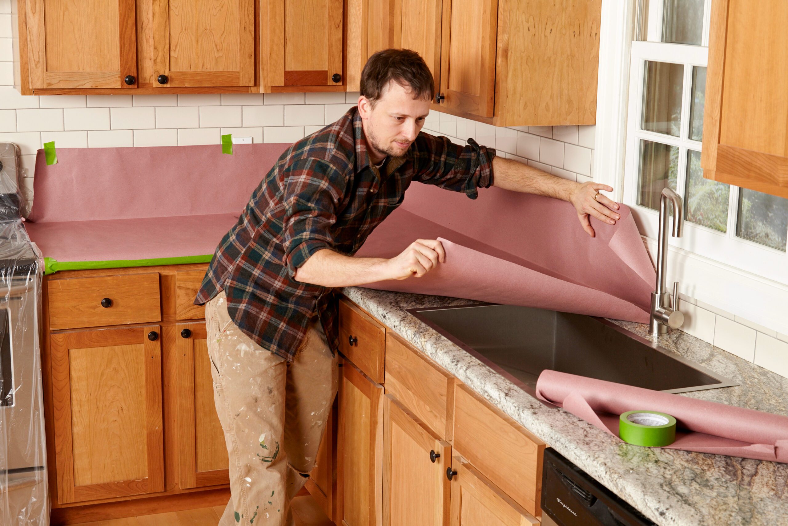 20 Tips On How To Paint Kitchen Cabinets Protect Countertops With Rosin Paper Fh16mar 566 50 008