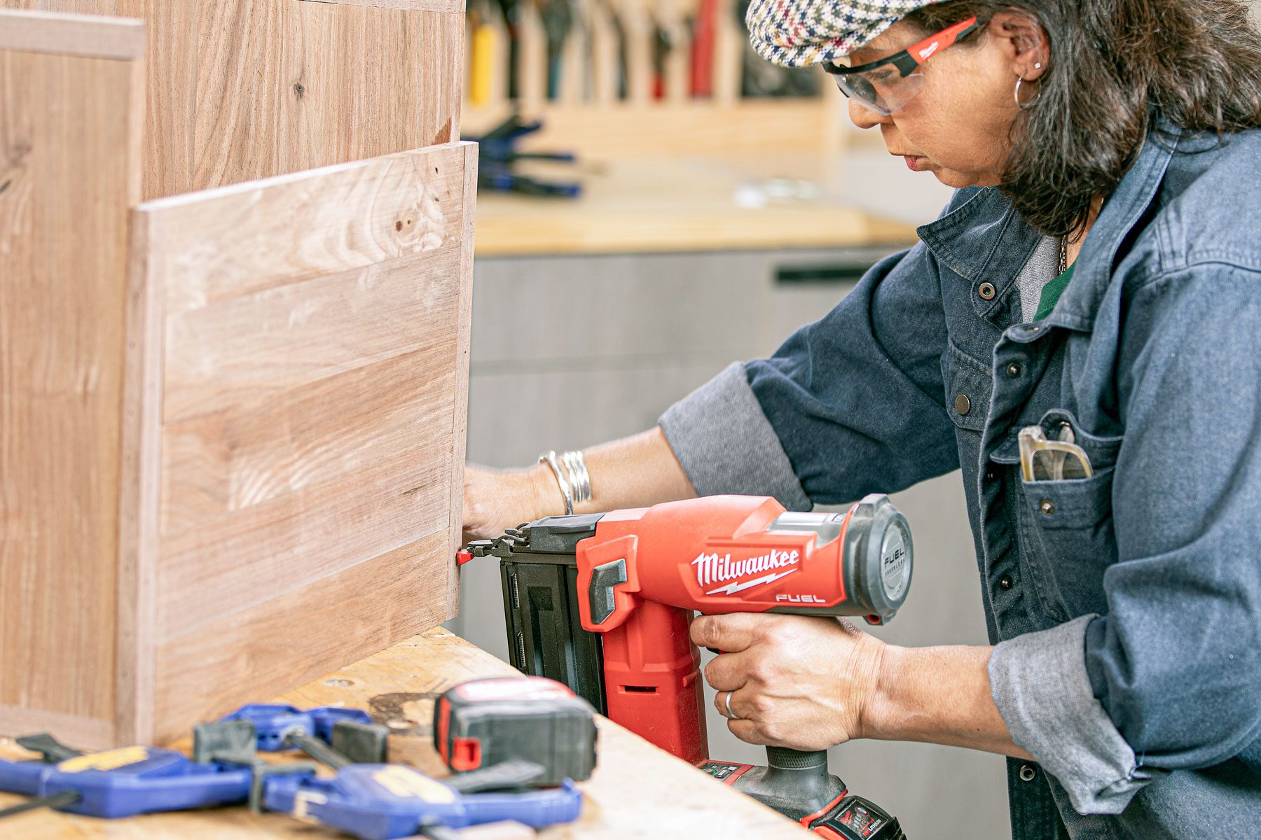 wooden panels being joined together to form a square