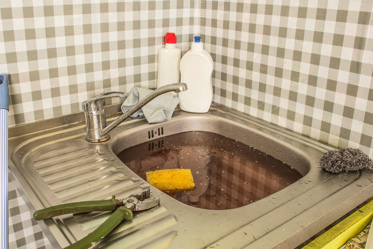 clogged kitchen sink