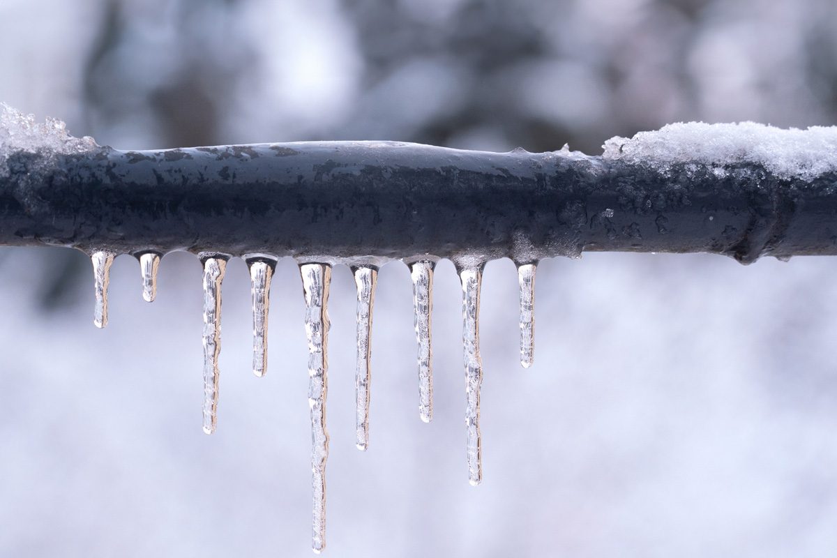 pipe after thaw in winter