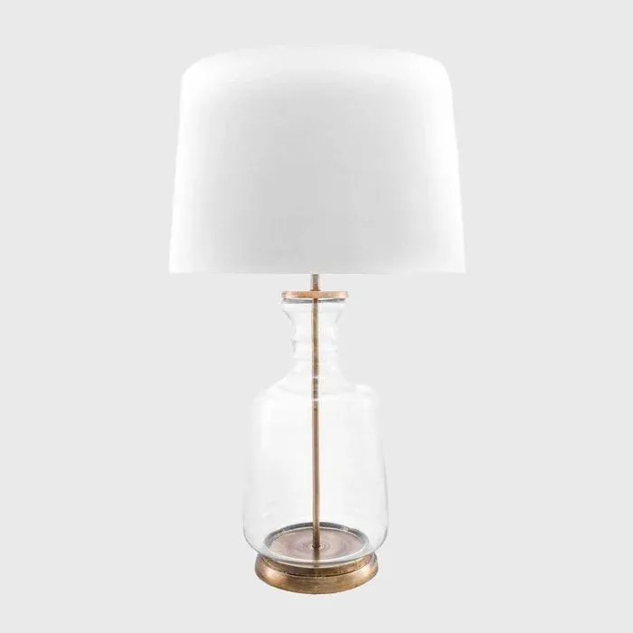 Emma Clear Glass Cotton Shade Gold Table Lamp Ecomm Via Overstock