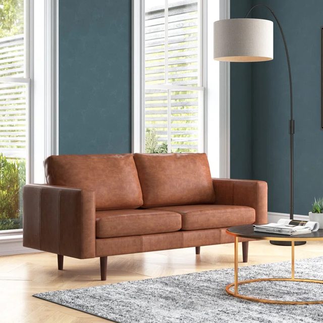 Ashvini 65' Faux Leather Square Arm Loveseat