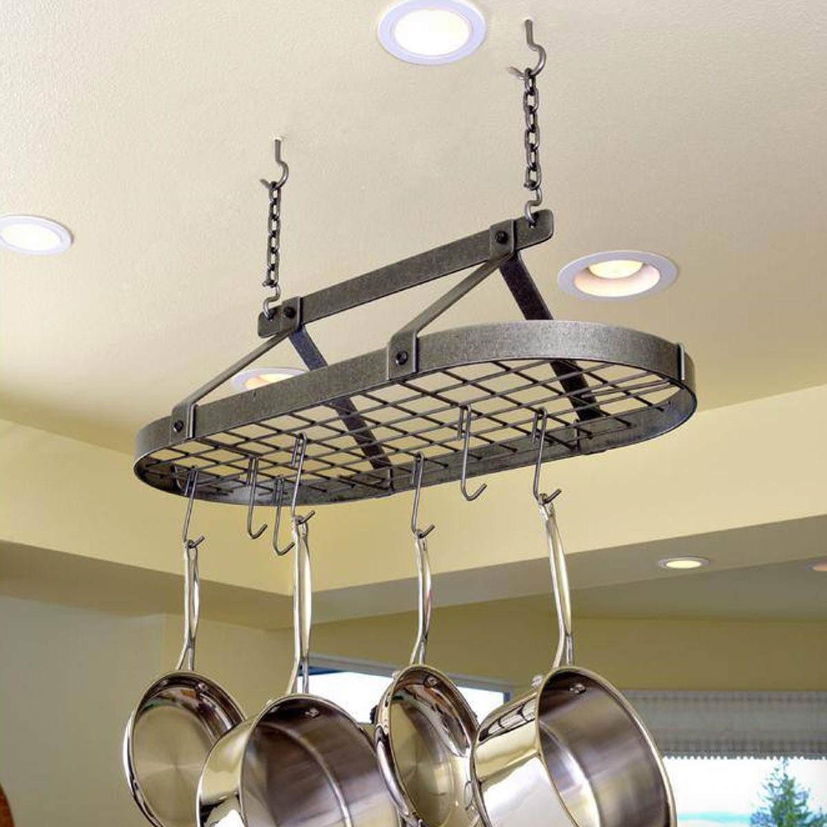 Handcrafted Classic Oval Ceiling Pot Rack