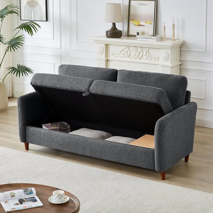 Linen Flared Arm Loveseat With Storage