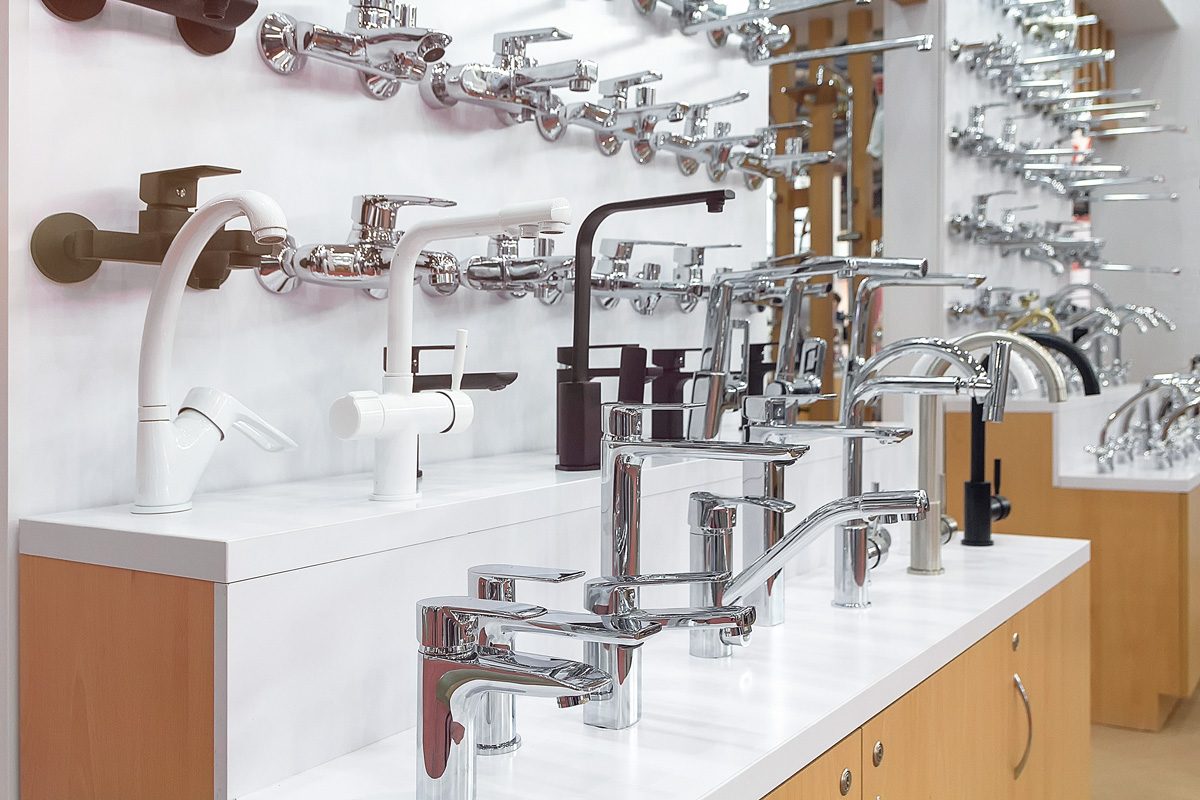 plumbing fixtures in a store