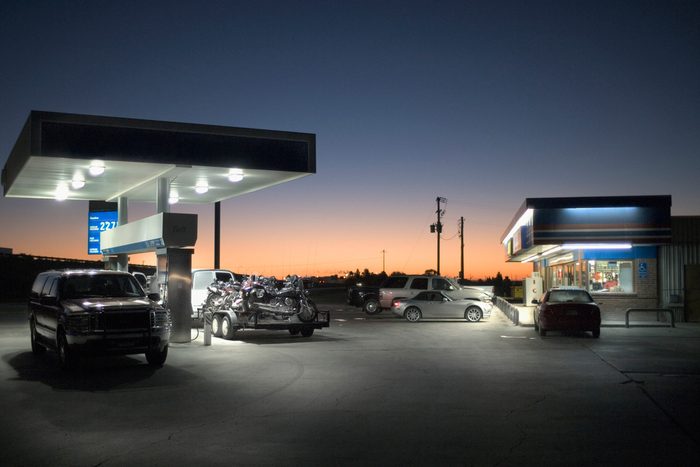 gas station at dawn