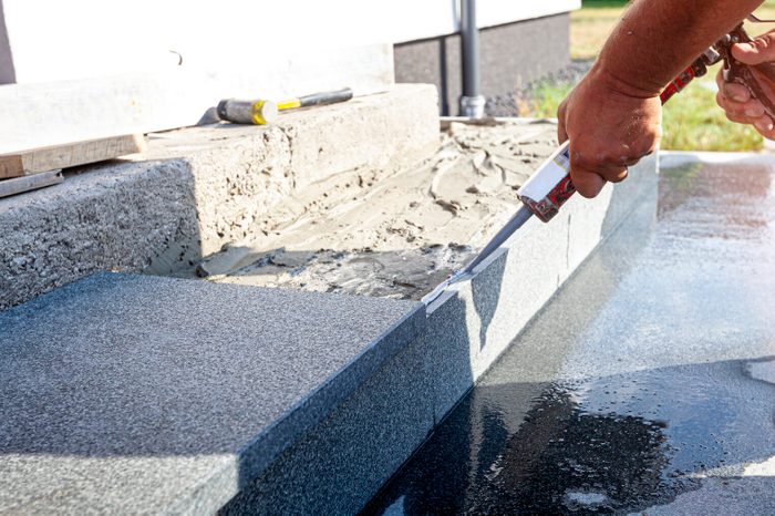 Installation of granite stairs