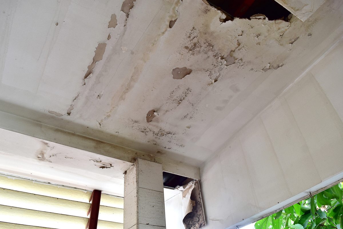 water damage on ceiling