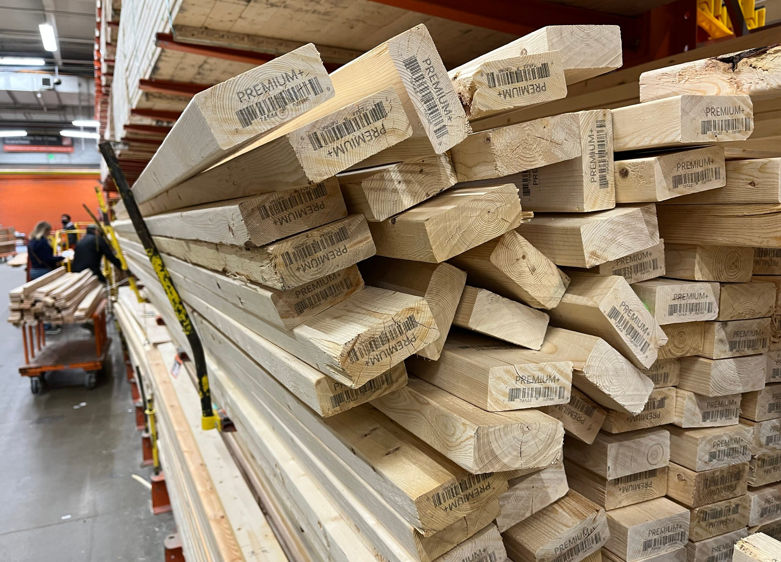 Pile of lumber planks