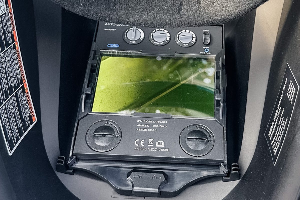 Hobart Auto Darkening Welding Helmet interior control panel