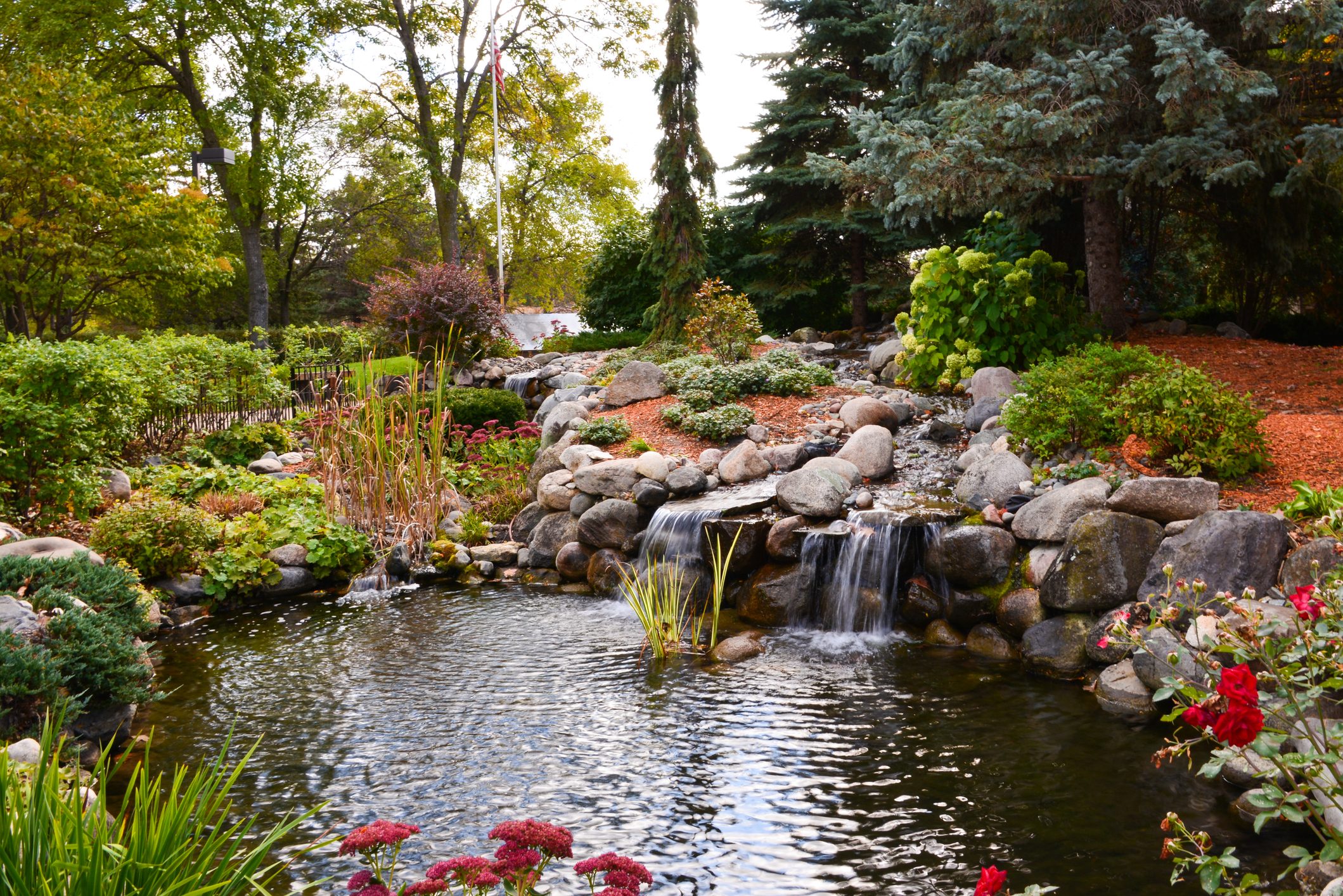 Church Garden Pond with waterfall