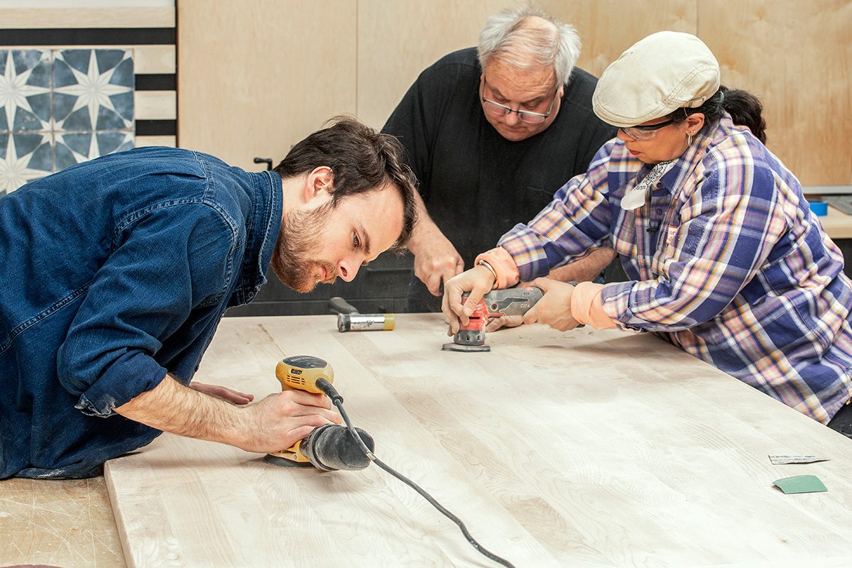 How To Build A Diy Butcher Block Countertop From Scratch Fhm25 Kitchen Island Build Dr 04 02 56b