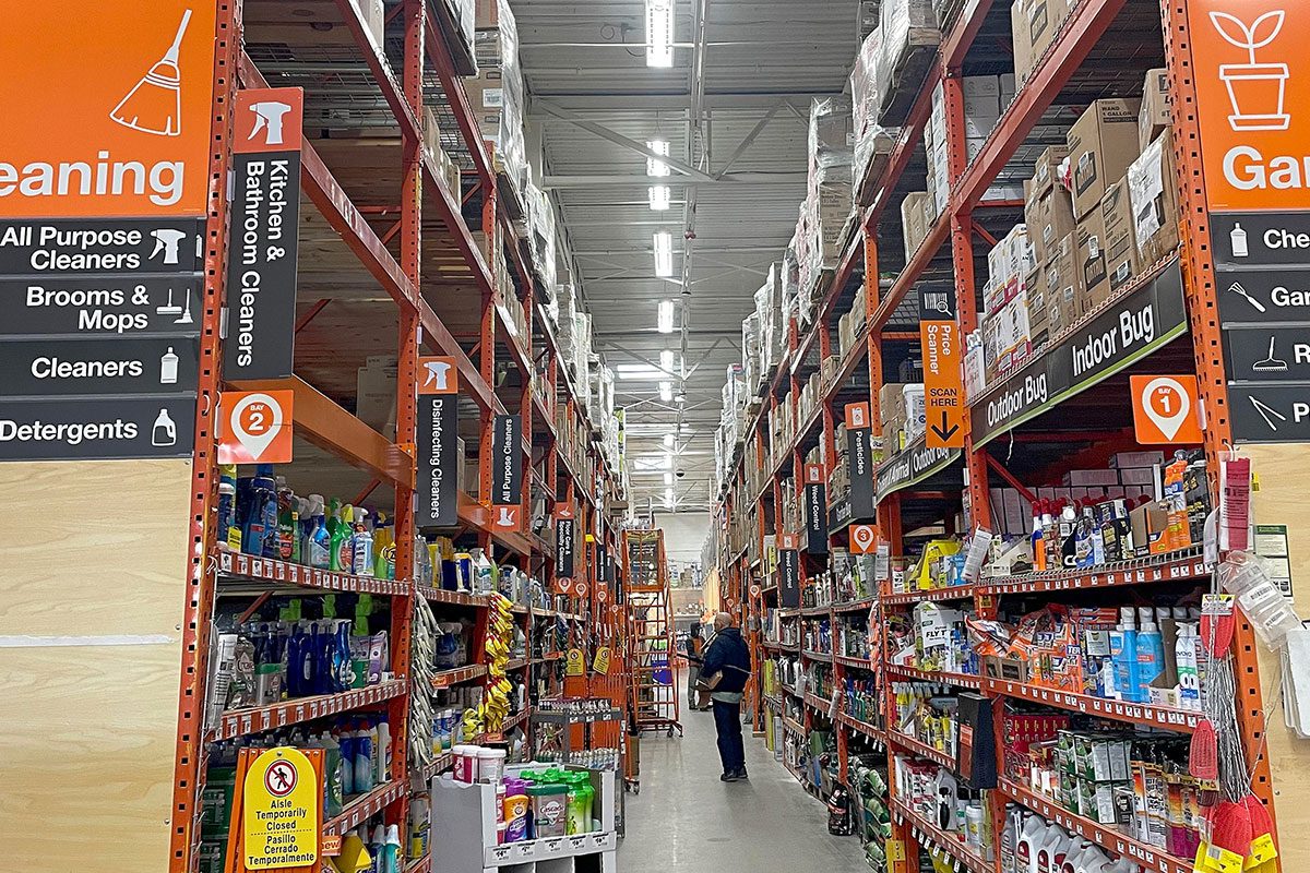 People shop at a home depot store