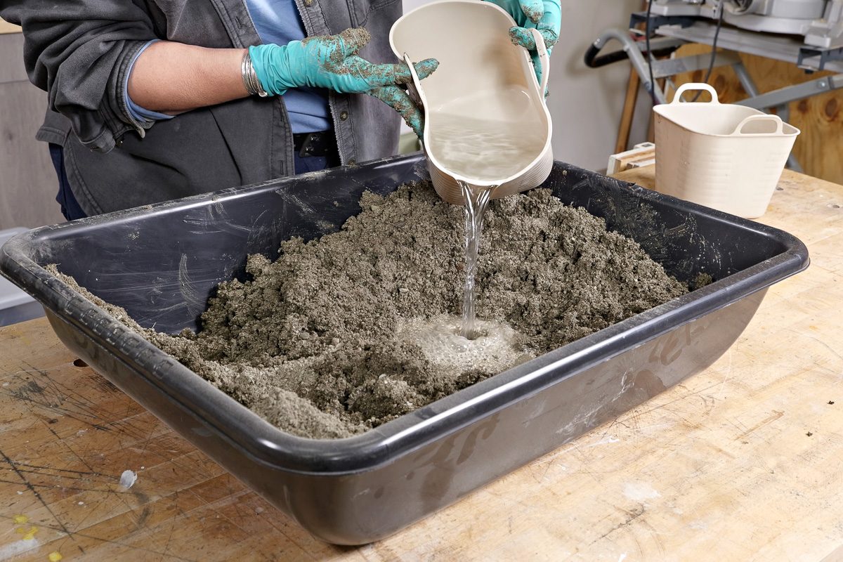 adding water to dry mixture