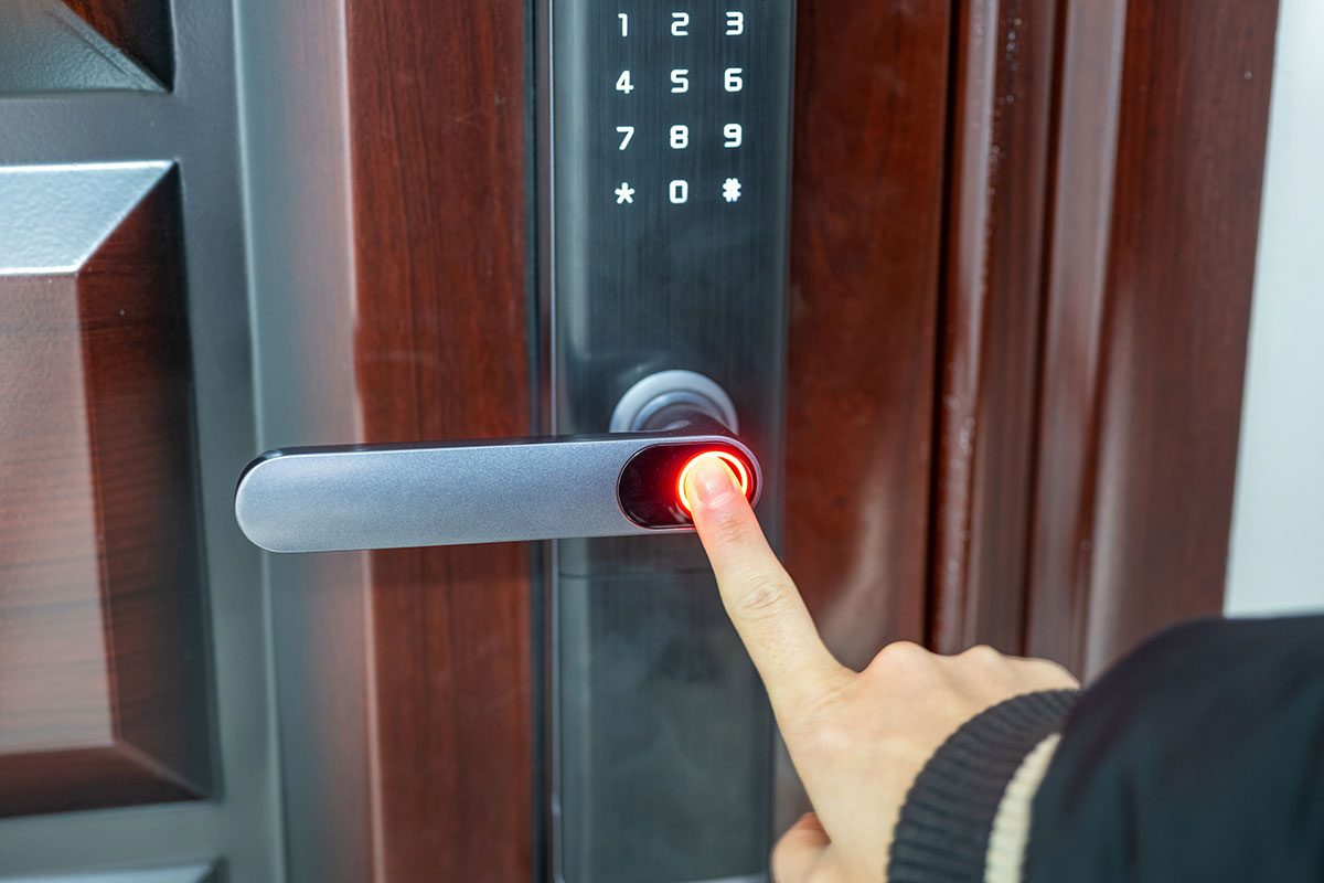 Close up of fingerprint unlock to open house door