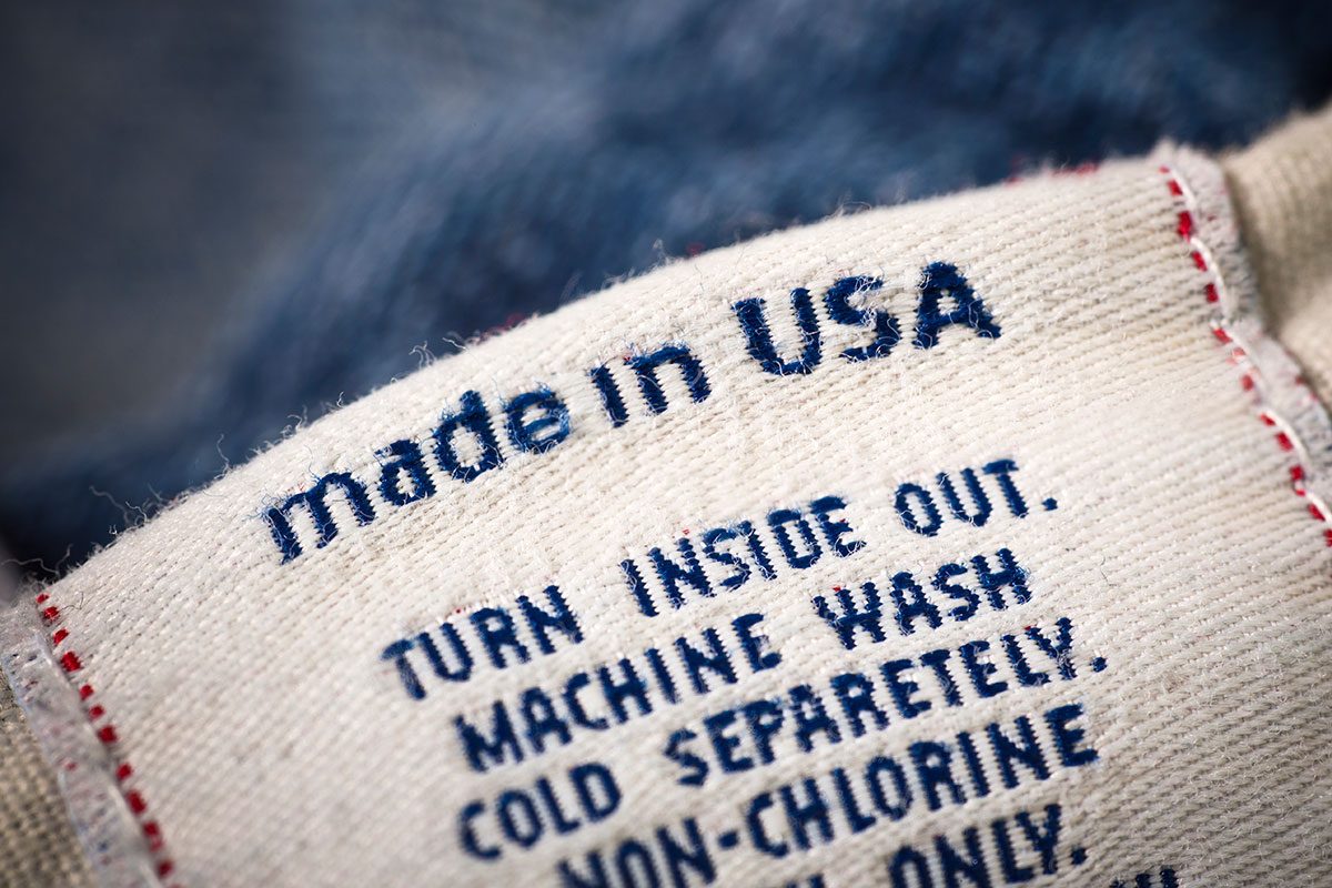 Casual clothing detail fashion background made in the USA