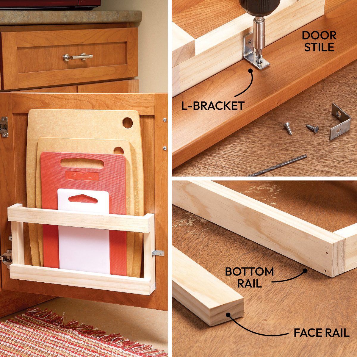 Cheap Diy Kitchen Cabinet Add Ons Cutting Board Rack Callouts