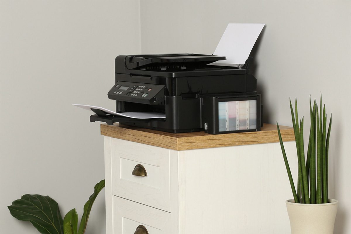 printer on top of dresser