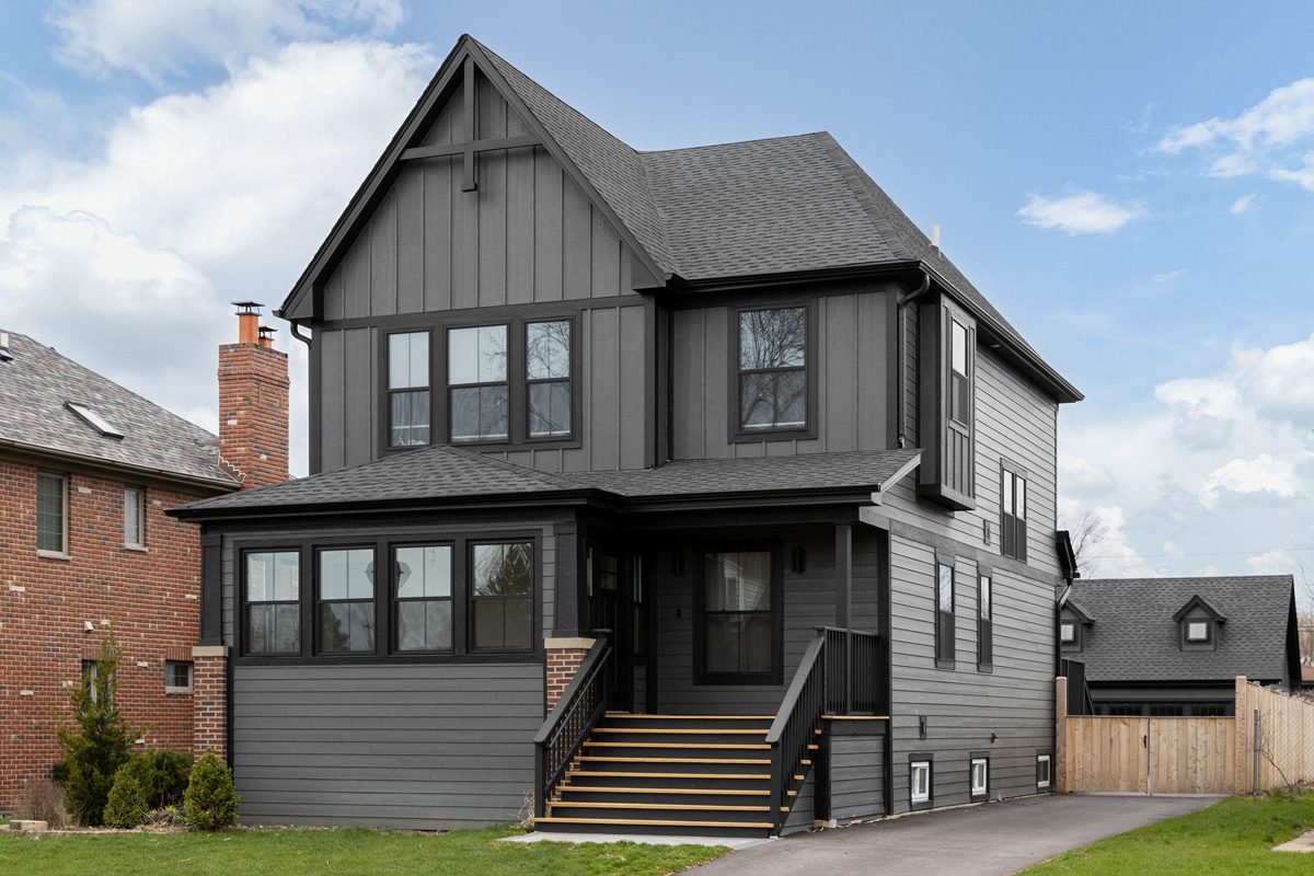 an all black modern farmhouse