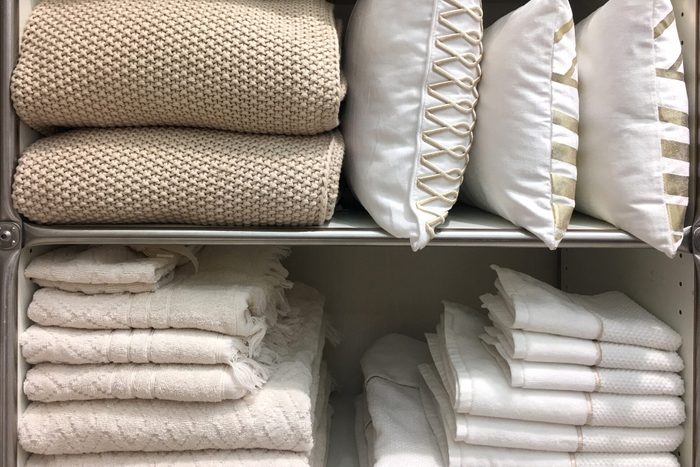 Various household items in closet