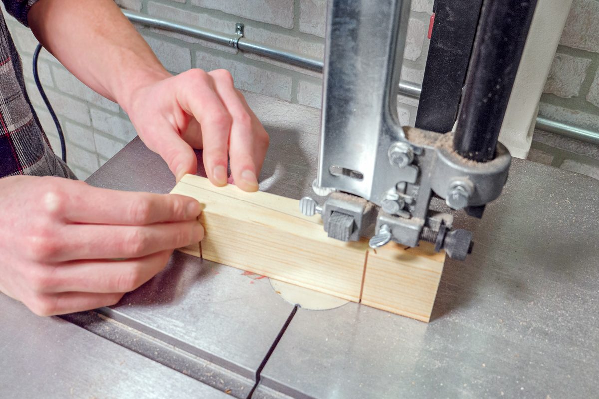 cutting wooden wedge