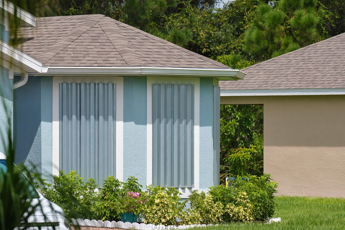 steel storm shutters for hurricane protection of house