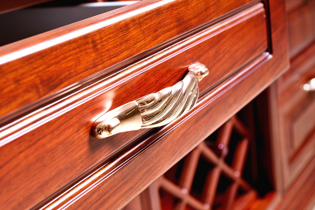 wooden cupboard closeup