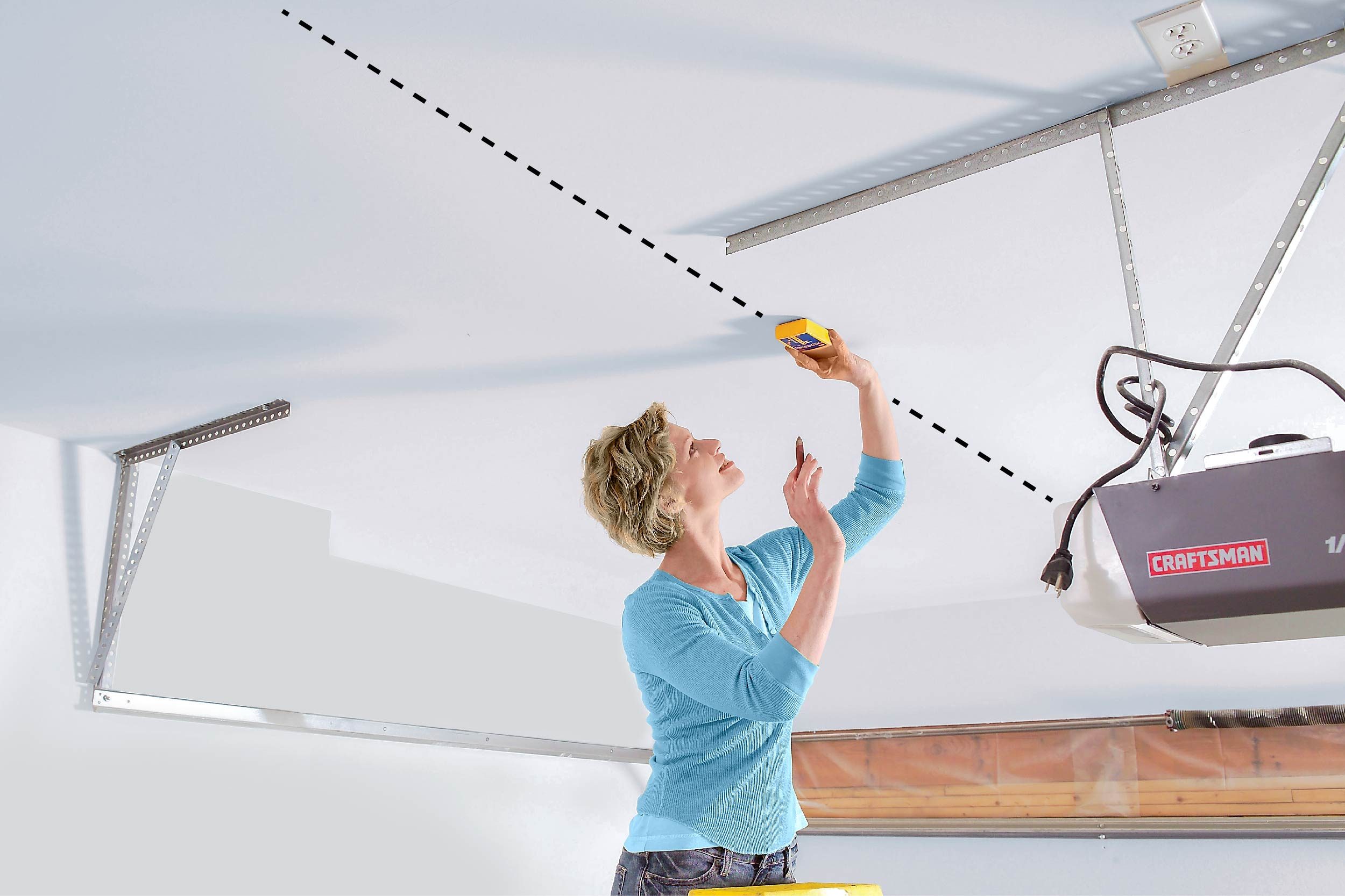 mark joists for installing shelves