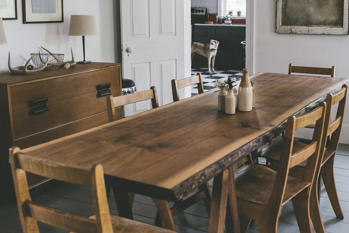 home interior with wooden furniture