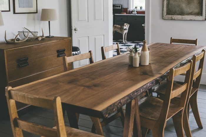 home interior with wooden furniture