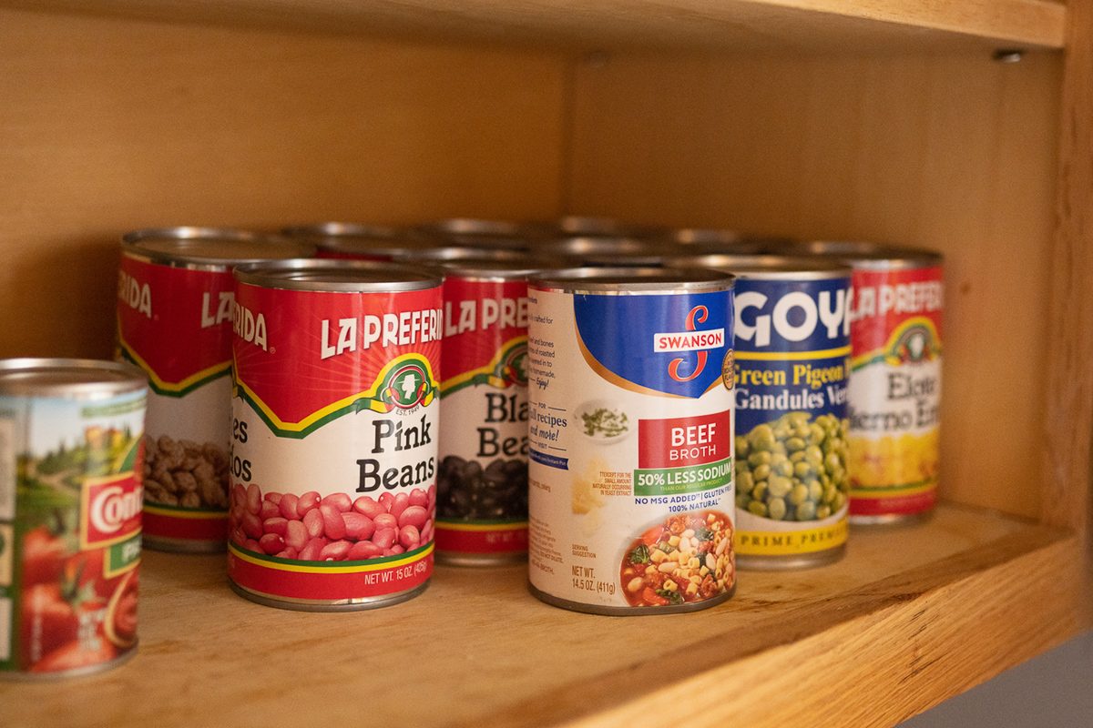 canned goods on a shelf