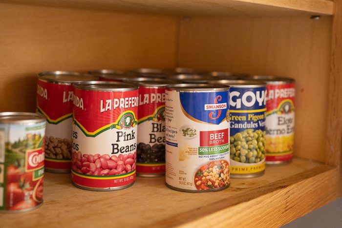 canned goods on a shelf