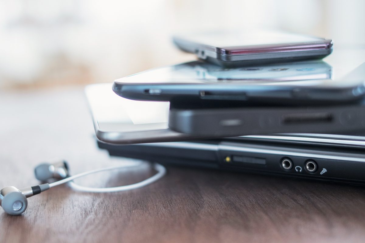 electronic devices on a table