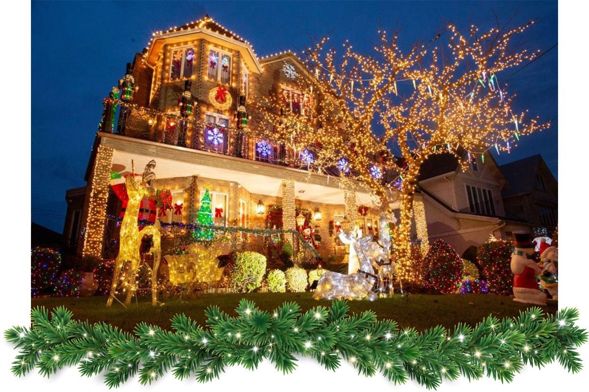 Christmas lights and ornaments are pictured in a house in Dyker Heights neighborhood in Brooklyn, New York, on December 11, 2021.