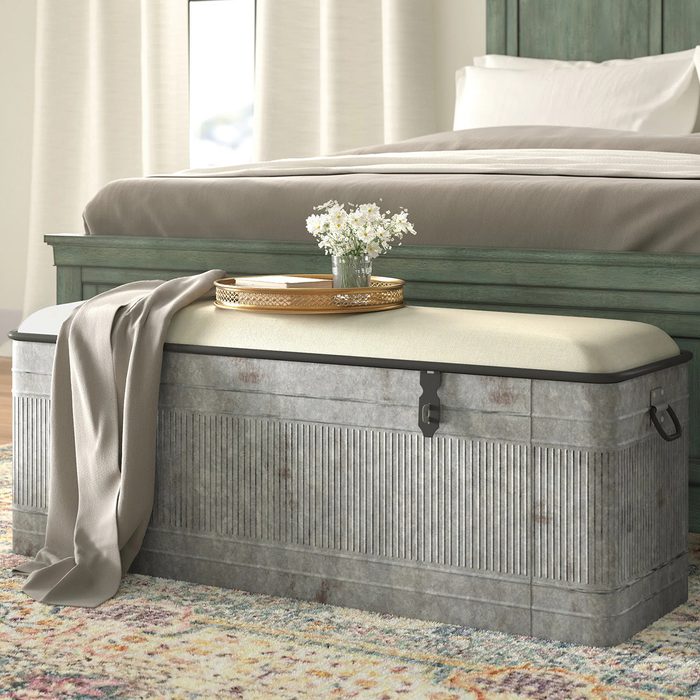 Metal Galvanized Room Storage Bench Via Wayfair.com