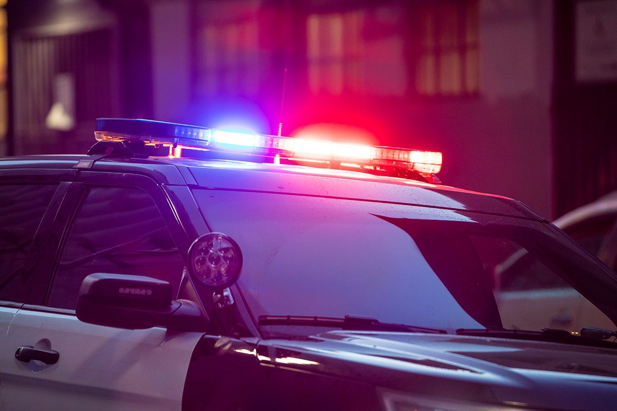 police siren light on the street in San Francisco.