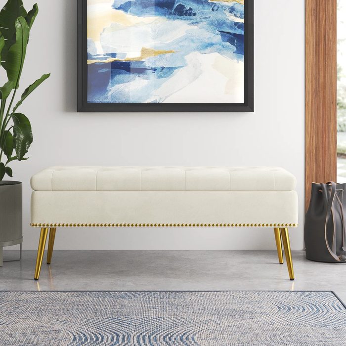 Velvet Upholstered Flip Top Storage Bench Via Wayfair.com